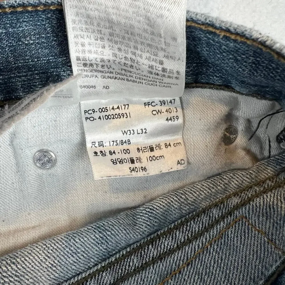 Levis 514 Jeans Mens 33x32 Blue Straight‎ Mid Rise Dark Wash Denim